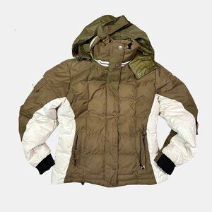 NILS Olive Green White Puffer Ski Skiing Jacket Coat Women's Size 6